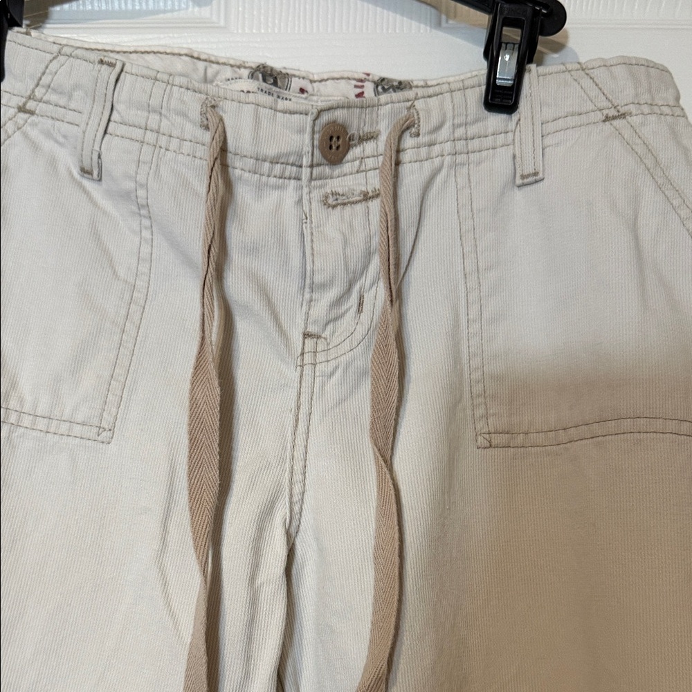 Hydraulic Cream Wide-Leg Drawstring Cargo Jeans - Picture 3 of 8